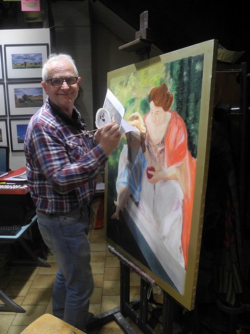 Copie, interprtation par Laurent Paracini (Gisors,  EURE)  Mre et enfant dans un bateau 1920 Huile sur toile 115,5 x 81 cm de Mary Cassatt