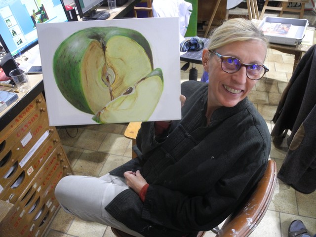 Lydie Rousseau-Porchez (Breuil  Saint Clair sur Epte) en 2015  la pomme,