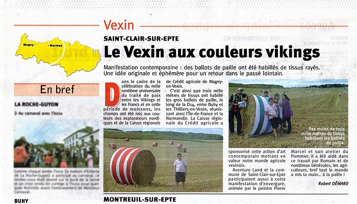 LEcho le Rgional 12 aot 2011 Vexin Saint Clair sur Epte Le Vexin aux couleurs viking Manifestation contemporaine : des ballots de paille....